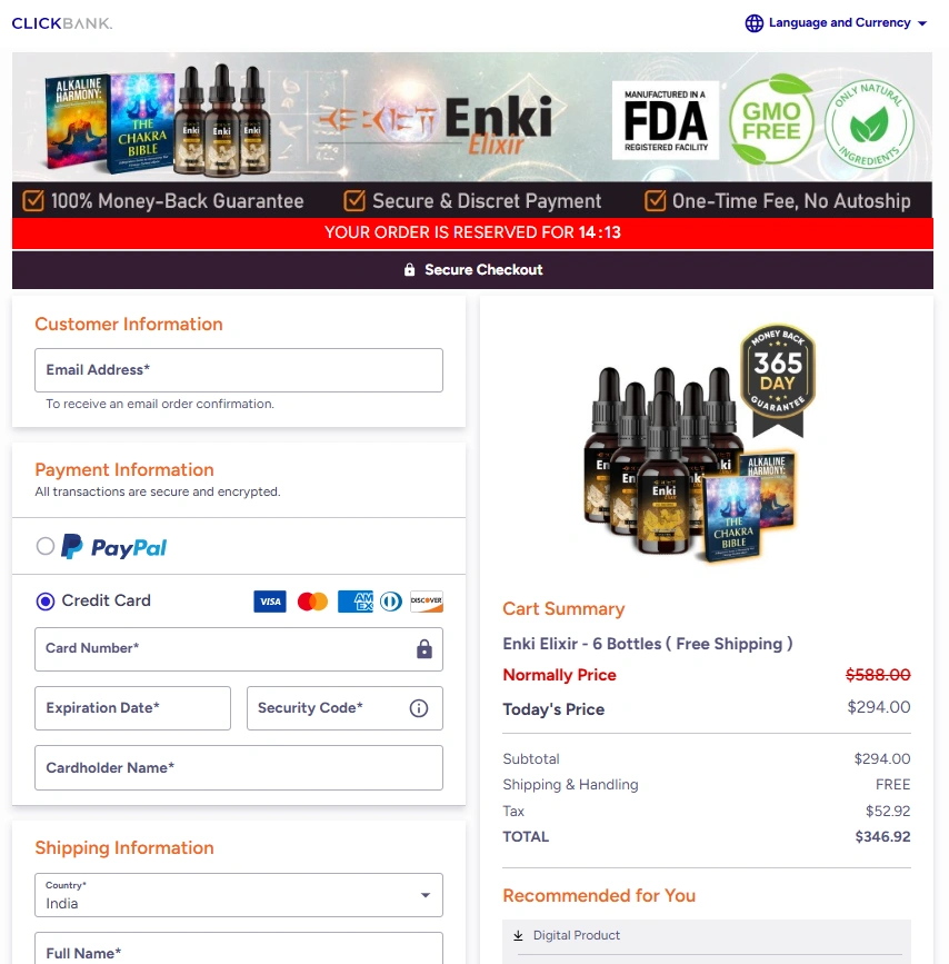 Enki Elixir Order Page
